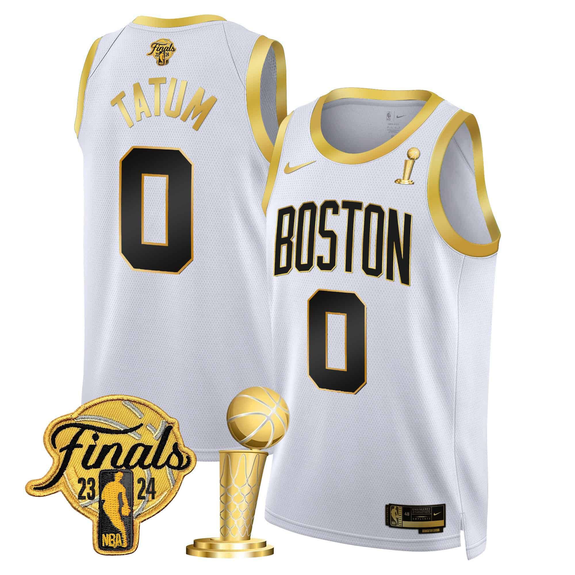 Men Boston Celtics #0 Tatum White 2024 Nike Final & Champions Patch Swingman NBA Jersey->boston celtics->NBA Jersey
